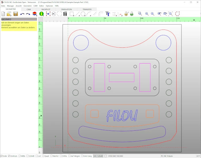 2D CAD direkt in der FILOU-NC Software